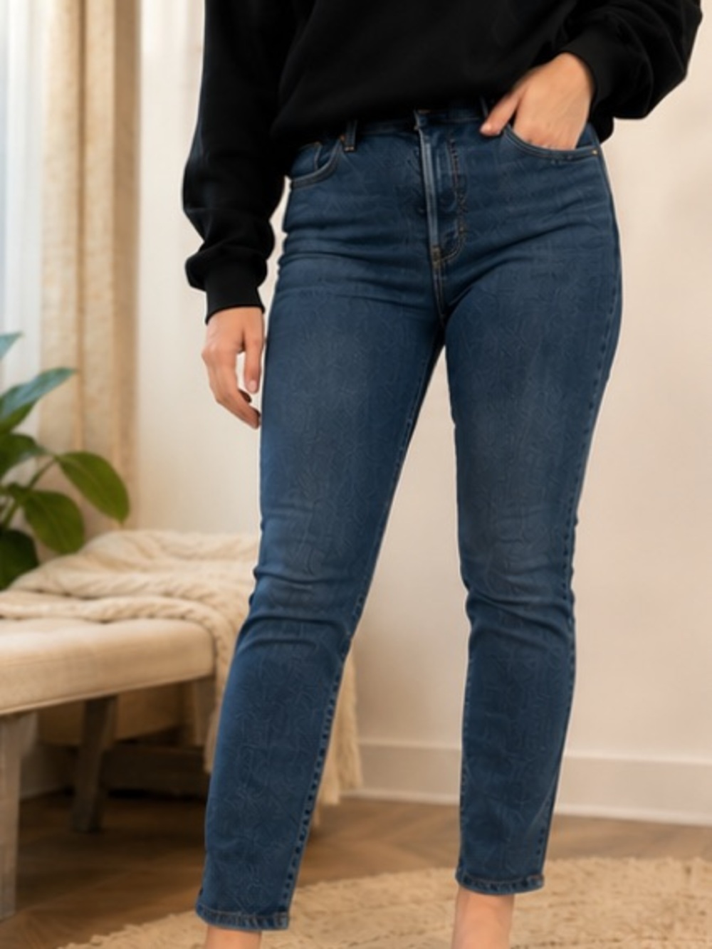 AGOLDE Nico High Rise Slim Fit Jeans Blue Denim Size 28